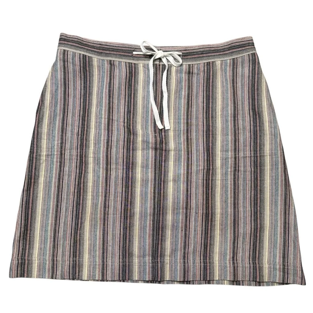 Christopher & Banks Size 8 100% Cotton Striped Drawstring Skirt